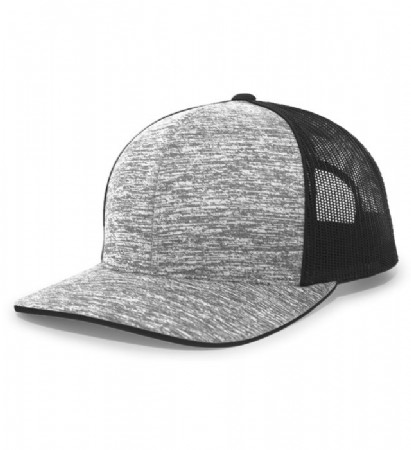 Pacific Headwear Aggressive Heather Trucker Snapback Cap - Black/Light Charcoal