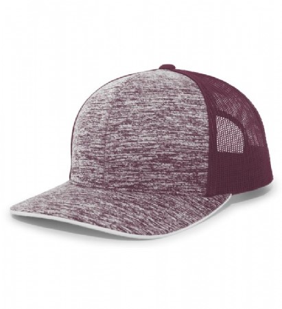 Pacific Headwear Aggressive Heather Trucker Snapback Cap - Maroon/Maroon