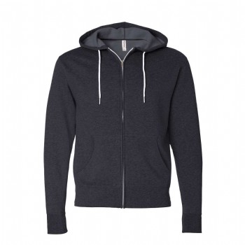 Independent Trading Lightweight Full-Zip Hooded Sweatshirt